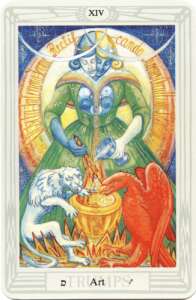 Tarot Atu XIV - Art (Temperance) - Crowley / Frieda-Harris | The 'coagula' of 'solve et coagula' in Alchemy